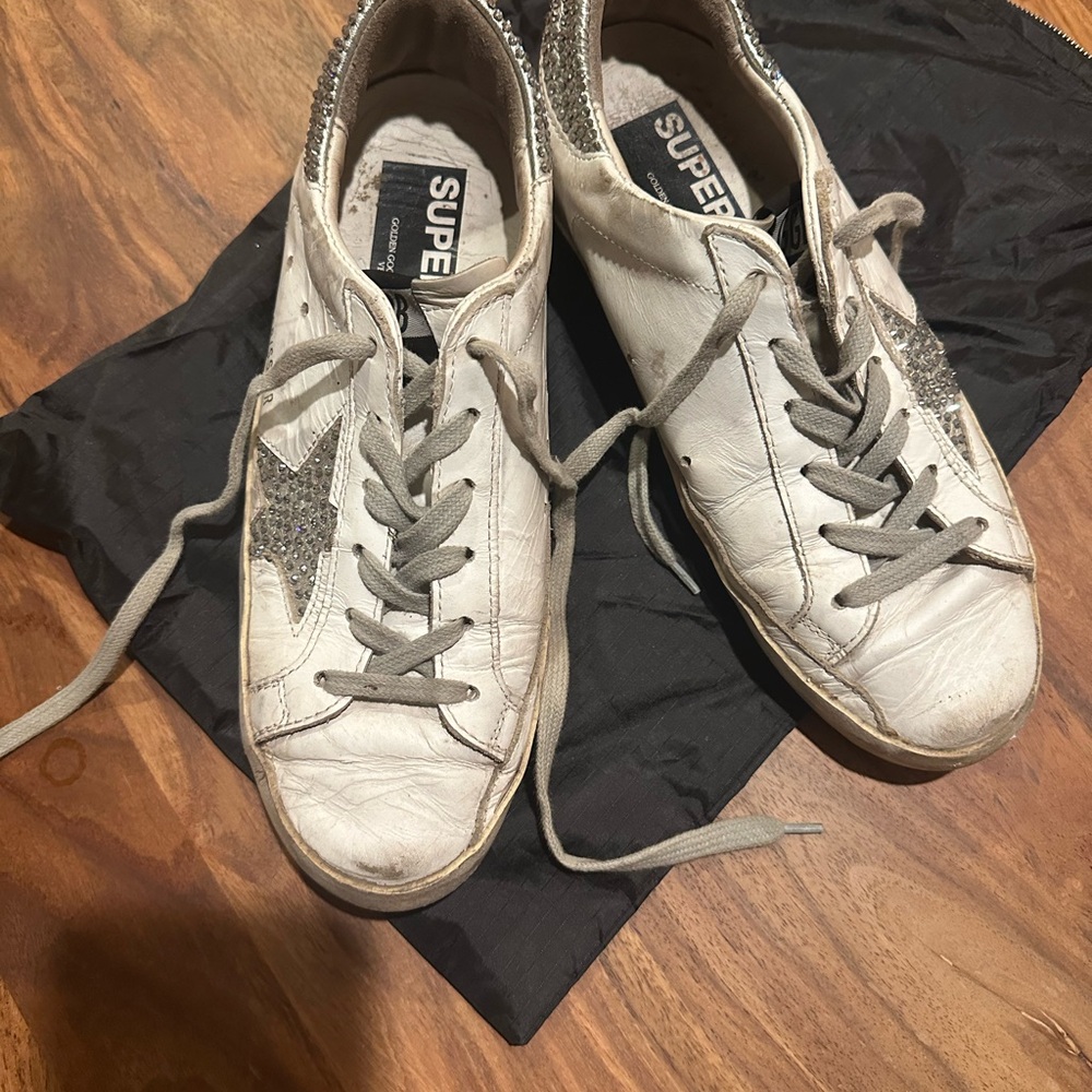 Golden Goose Women’s 8.5 White Sneakers with Glitter Star